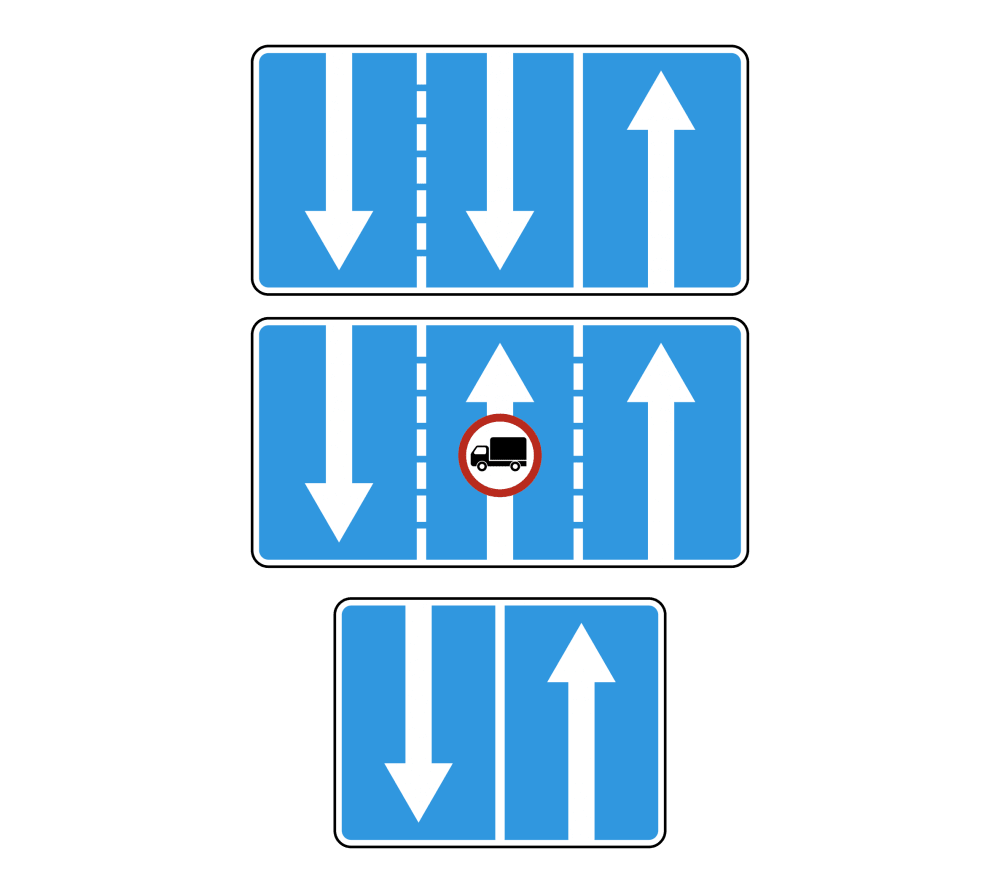 Дорожный знак 5.15.7 Направление движения по полосам