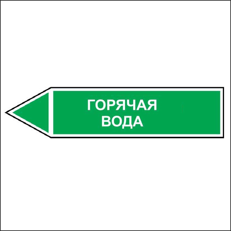 Знак безопасности «Горячая вода - направление движение налево»