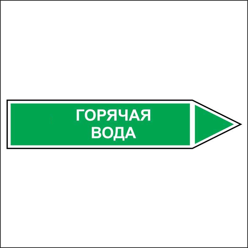 Знак безопасности «Горячая вода - направление движение направо»