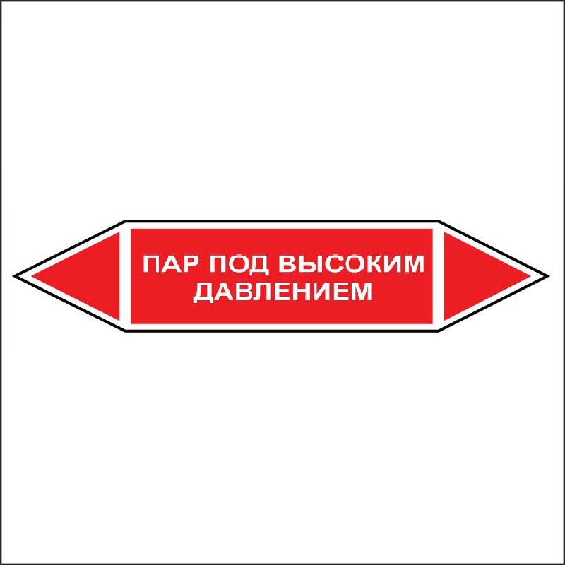 Знак безопасности «Пар под высоким давлением - двусторонние направление