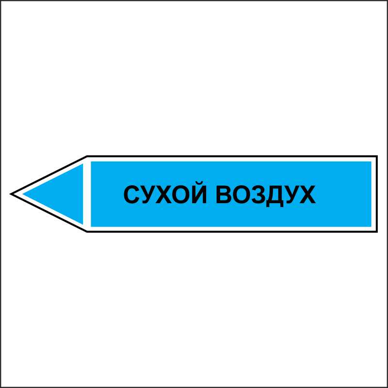 Знак безопасности «Сухой воздух - направление движение налево»