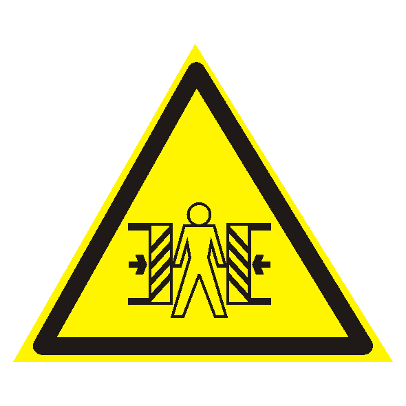 Знак безопасности W23 «Внимание. Опасность зажима»